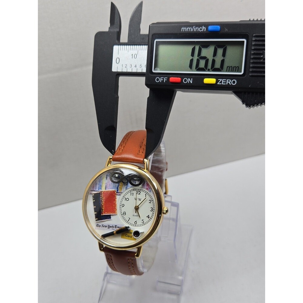 Whimsical Gifts Book Lover 3D Watch Gold Tone Quartz Leather USA New Battery - Picture 6 of 12